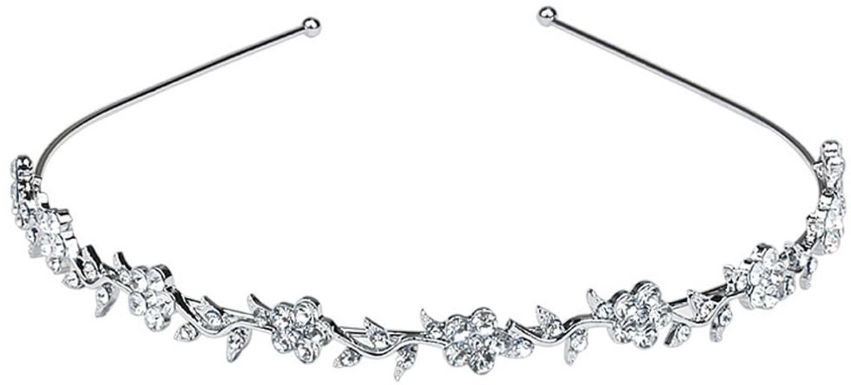 Bride Headband Wedding Communion Headband with Faux Pearls and Rhinestones Tiara for Bride with Rhinestone Crystal - ShopVlot