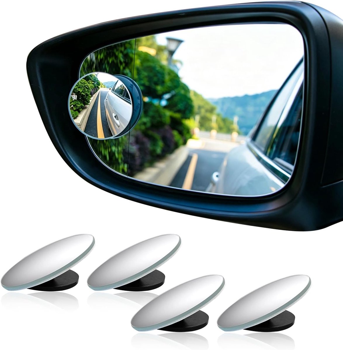 Dodehoekspiegels, 4 Stuks Auto Blind Spot Spiegel, HD-Slijtvast Glas Convex Lens, Randloos Achteruitkijkspiegels 360° Verstelbare Dodehoek Spiegel voor alle Auto, Caravan, Vrachtwagen, SUV, Self-Stick