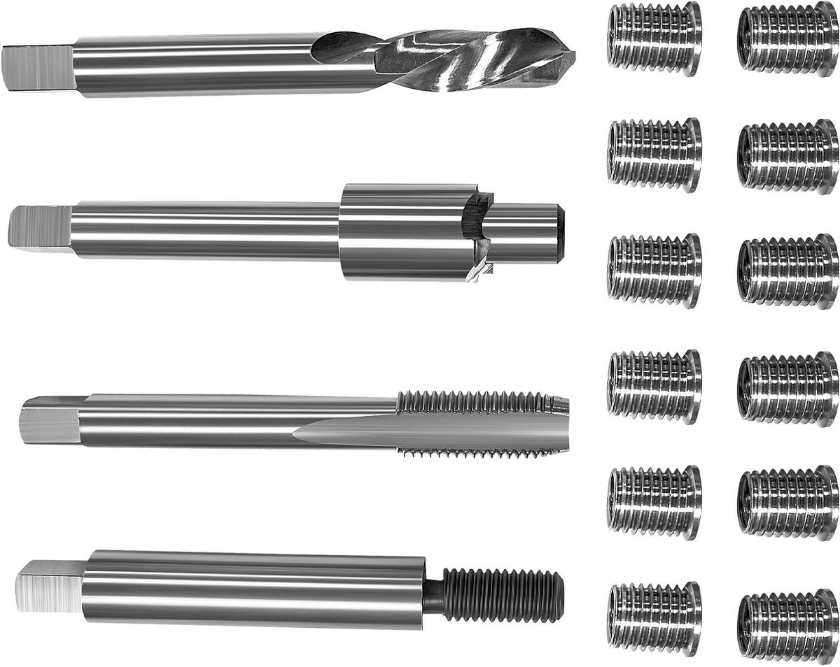 Schroefdraad reparatieset - Reparatieset metrisch - Auto onderdelen repareren - Roestvrijstalen inzetstukken - M7 x 10 - Zilver