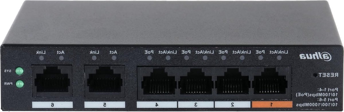 Netwerk Switch - PoE Switch Managed Switch - Netwerk Beheer - 4-Poort PoE - 10 x 10 x 10 cm