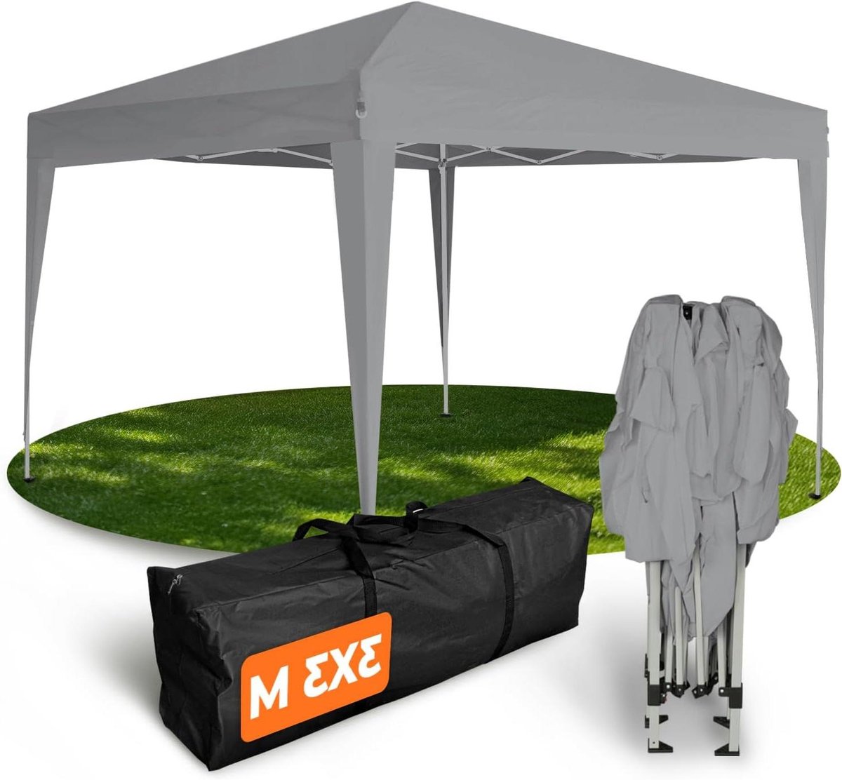 Pop-up Gazebo - Feesttent Tuin - Buitenfeesten Organiseren - Waterdicht UV-bestendig - 3 x 3 m - Grijs