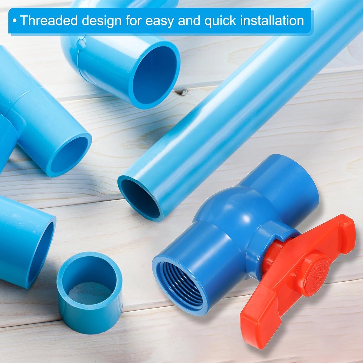 PVC Kogelkraan Schroefdraadafsluiter Eenvoudig Draaien Handvat voor Waterstroomregeling 2 Stuks