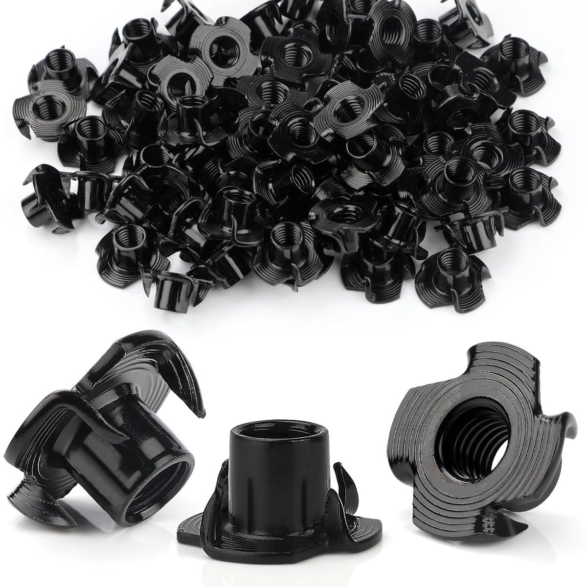 Impact Nuts M8 x 10 mm - 30 Stuks Draadinvoeren voor Hout met 4 Impactpunten - Ideaal voor Meubels, Planken en Klimgrepen