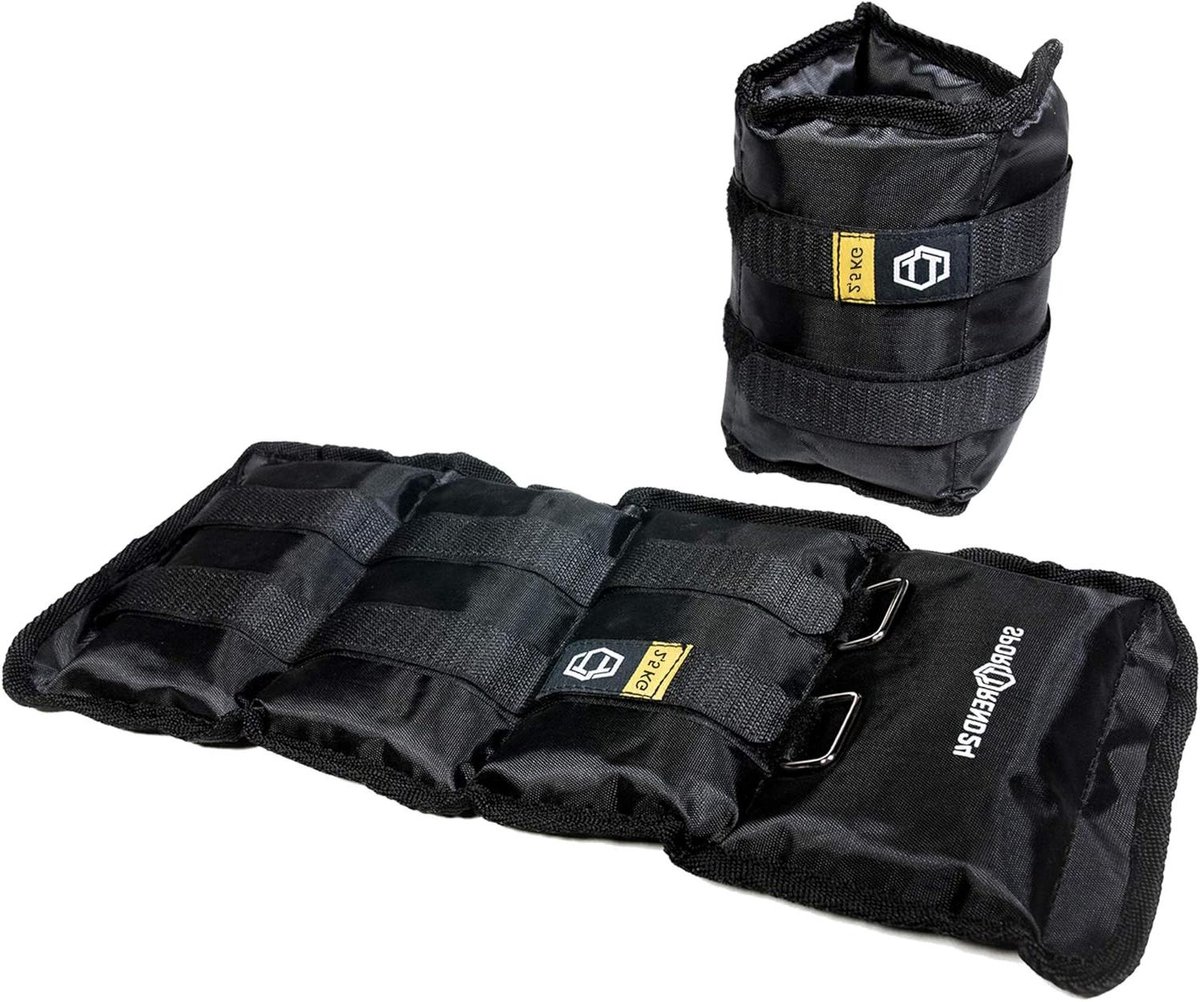 Gewichtscuffsets - Arm- en enkelgewichten - Intensievere Training - Dubbele Klittenbandsluiting - 2 x 2.5 kg - Zwart