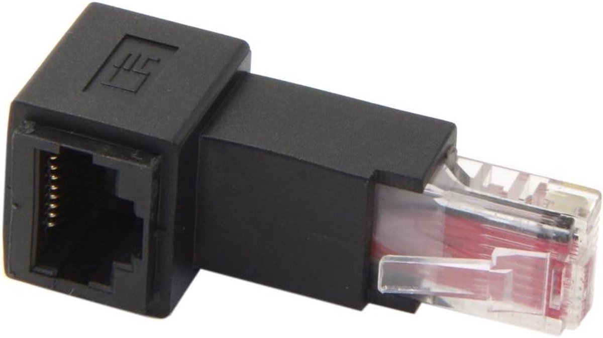 Netwerkhoekadapter - RJ45 Verloopstuk - Kabelmanagement - 90 Graden Hoek - Cat6 - Zwart