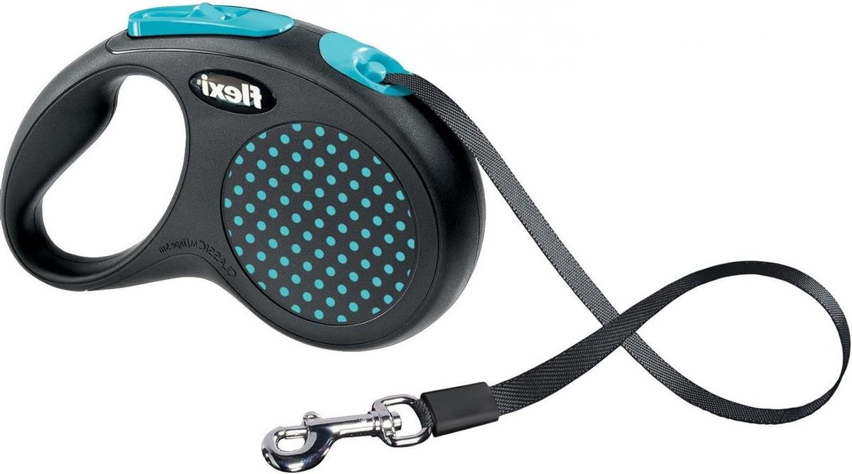 Rollijn Hond - Hondenlijn Flexi - Veilige Wandelingen - Kortstopremsysteem - 5 meter - Zwart Blauw