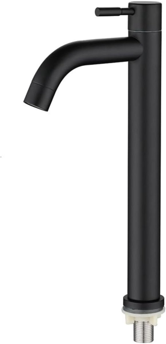 Kraan, Roestvrijstalen Koudwaterkraan met één handgreep, Elegante Retro Design Zwart Mat Kraan Badkamer Toilet Wastafel Kraan (L)