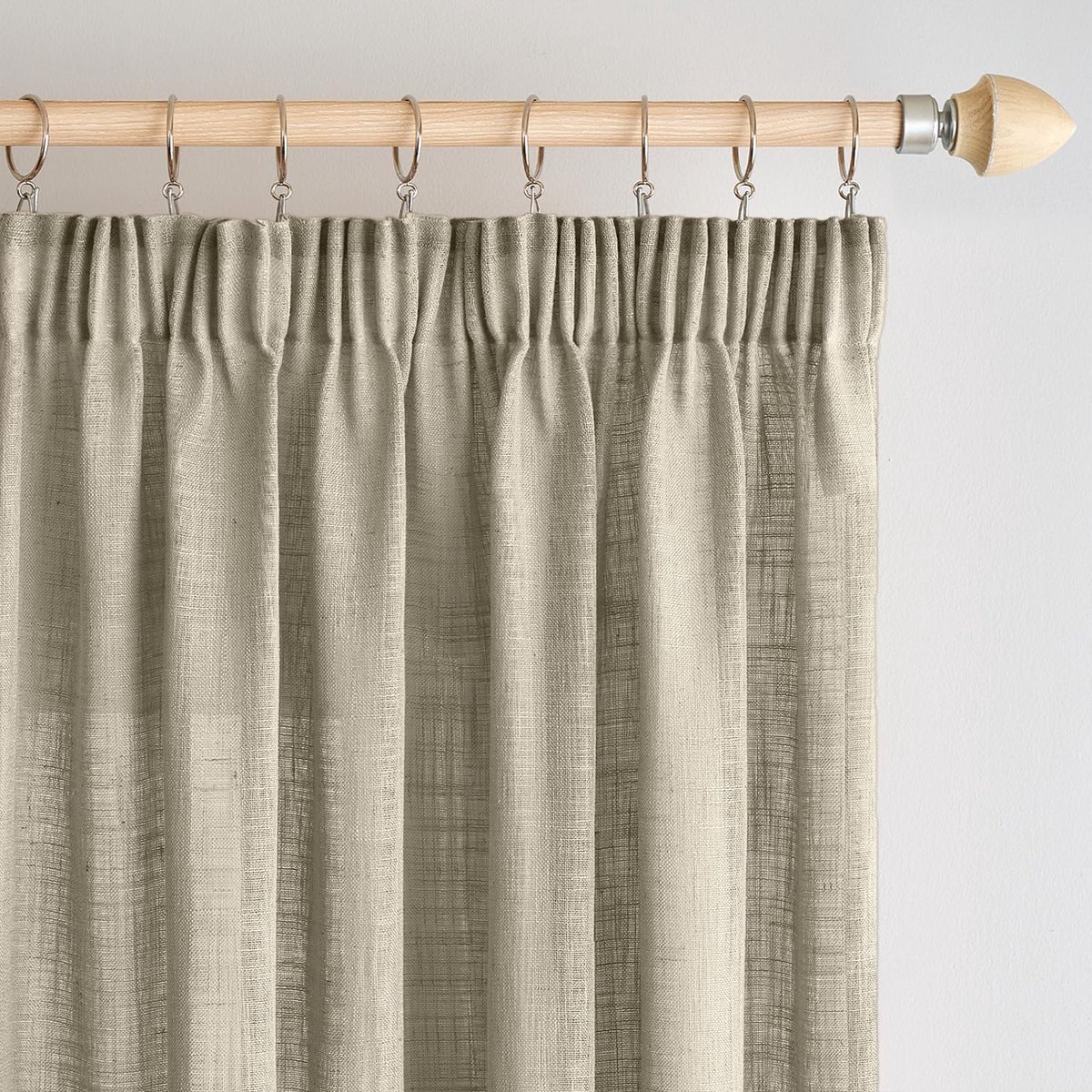 linnen gordijnen met plooiband, moderne transparante decoratieve gordijnen voor woonkamer, raam en slaapkamer, set van 2, 140x225cm, havervlokken