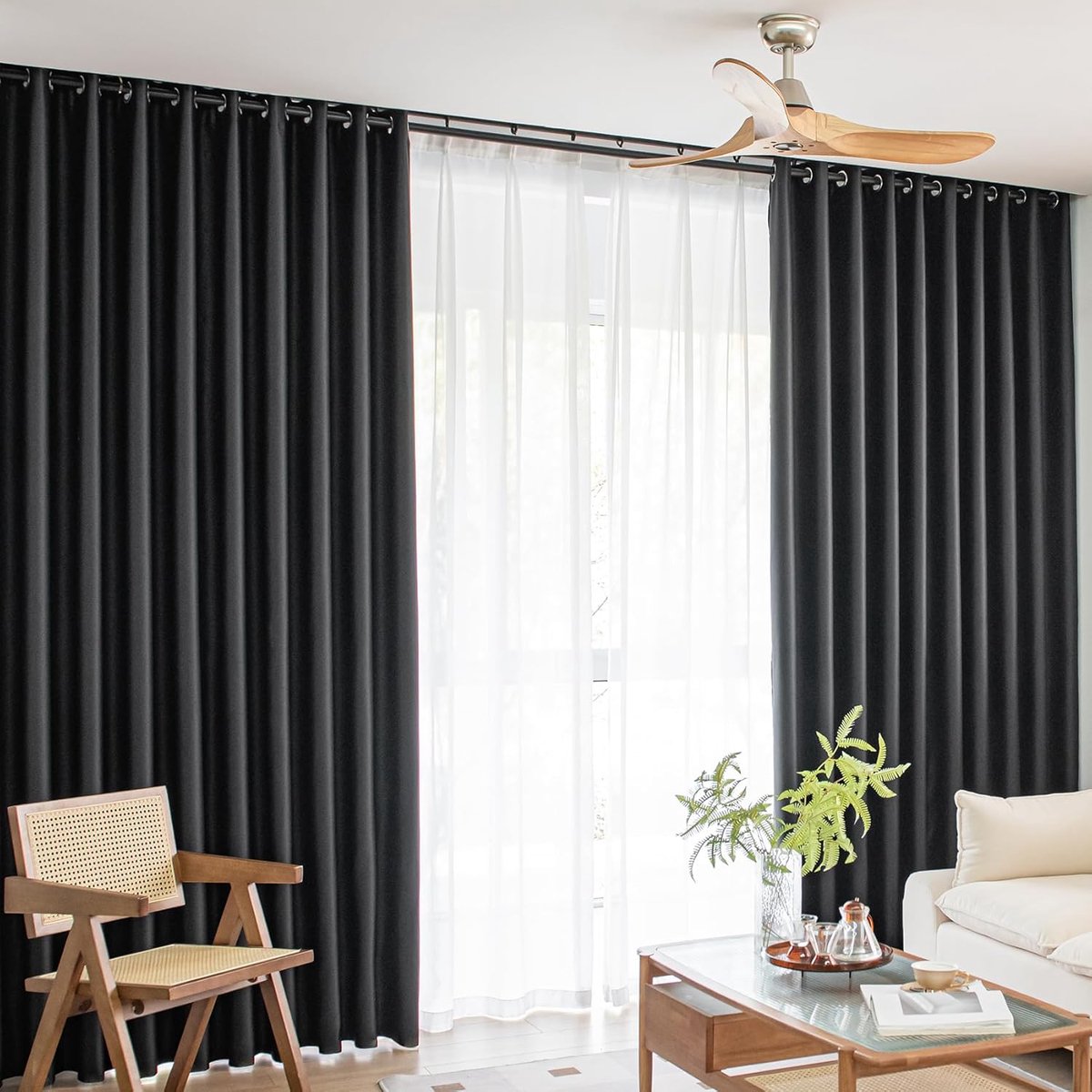 Gordijnen voor Slaapkamer 84 inch Lange 2 Panelen Set Tule Verduisterende Gordijnen Energiebesparende Geluidsreducerende Thermische Geïsoleerde voor Slaapkamer