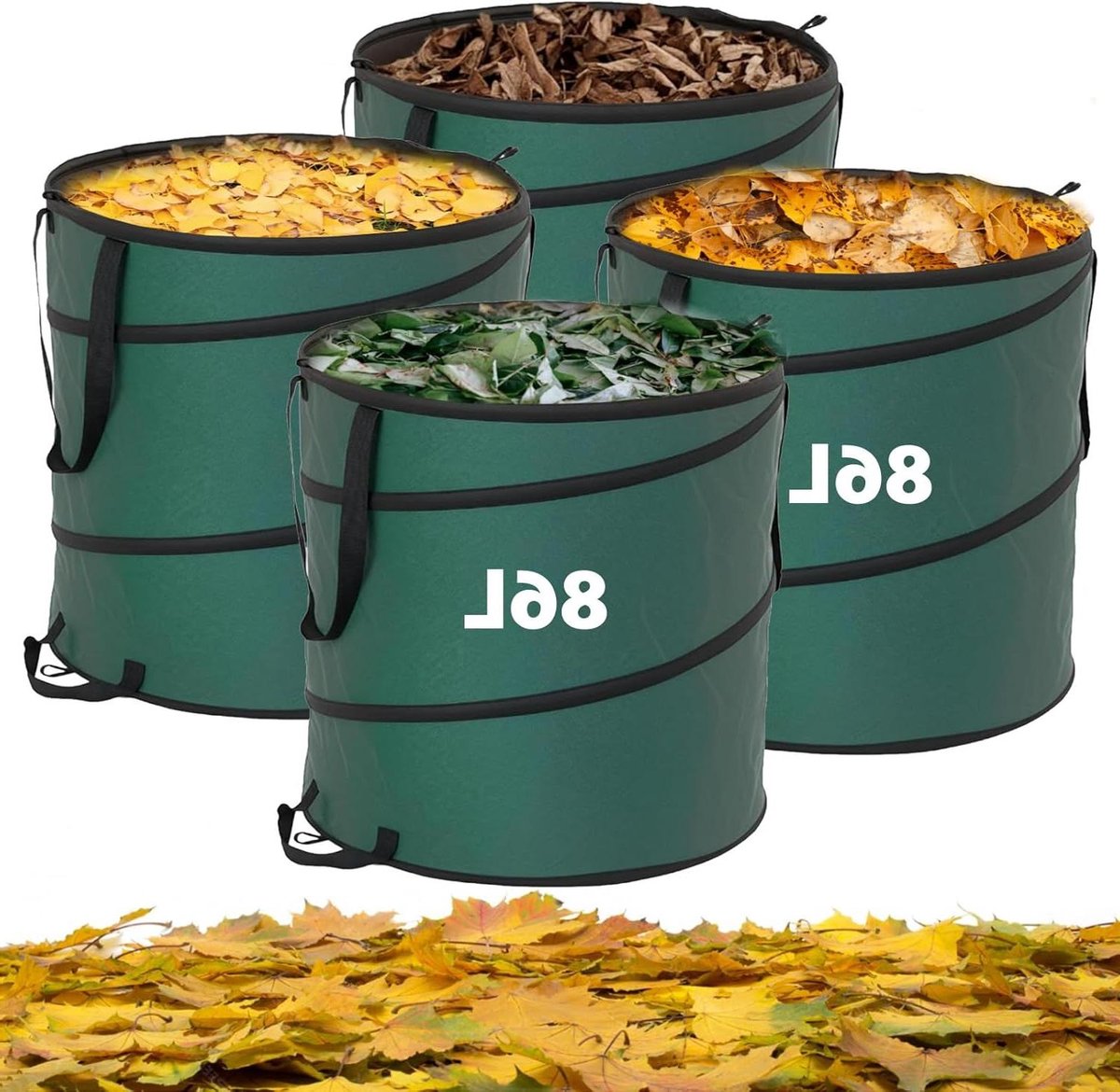 Tuinafvalzakken - Bladzakken Tuinzakken - Tuinafval Opruimen - Zelfstaand Pop-Up Design - 86 Liter - Groen