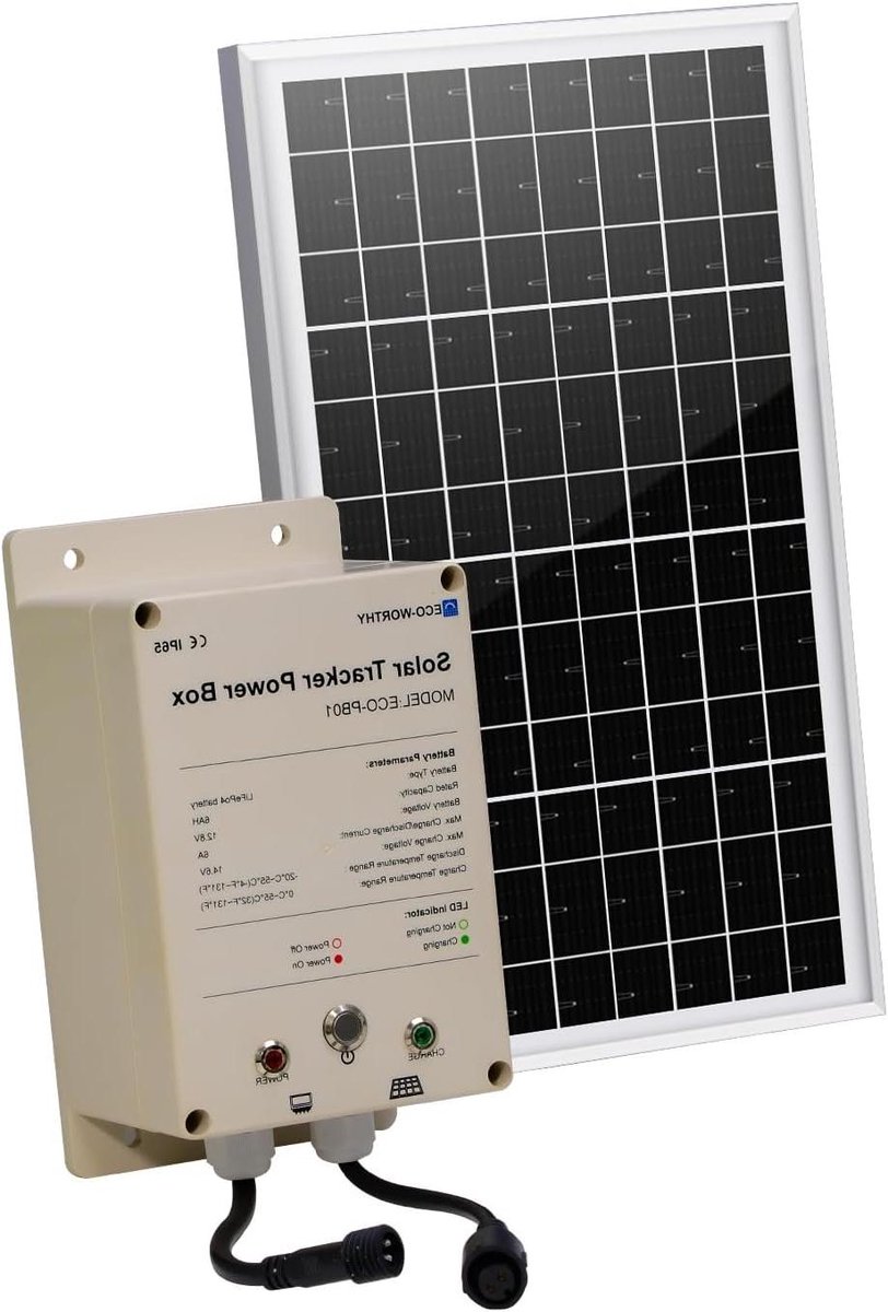 Zonne-energiesysteem - Energiebox Solar Tracker - Onafhankelijke Stroomvoorziening - IP65 Waterdicht Ontwerp - 10 Watt Paneel - Zwart