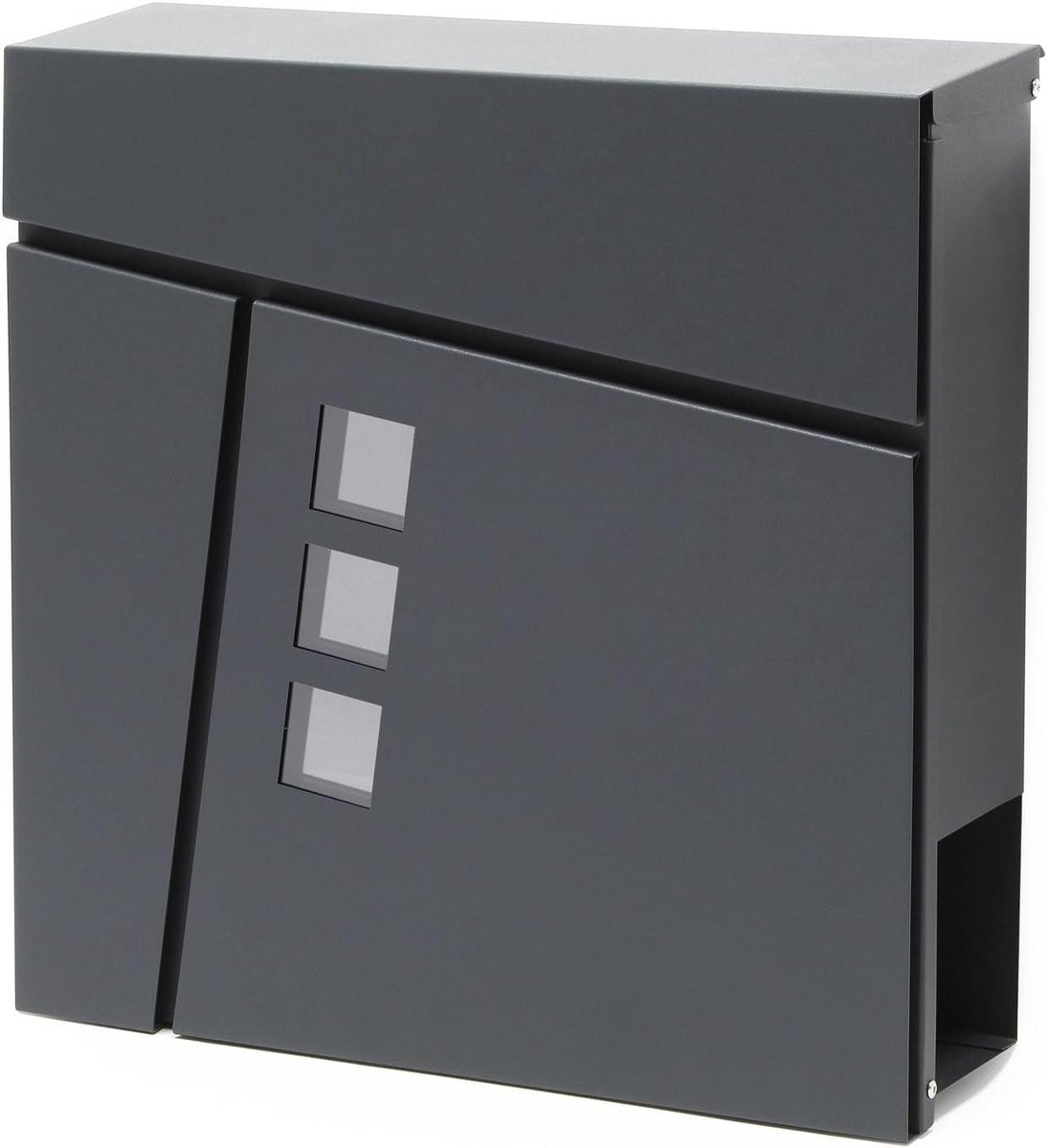 Brievenbus met krullenrol - Wandbrievenbus brievenbus - Post ontvangen - Grote inwerpopening - 37 x 10.5 x 37 cm - Antraciet