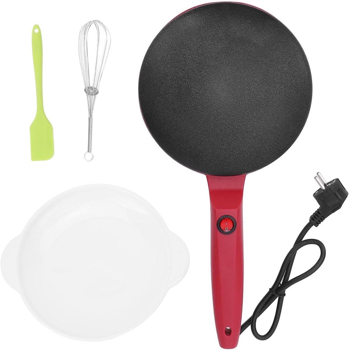 Elektrische Crêpemaker Pannenkoekenmachine Crêpe Pan Snel Ontbijt Maken Automatische Temperatuurregeling 20 cm Kookoppervlak Rood