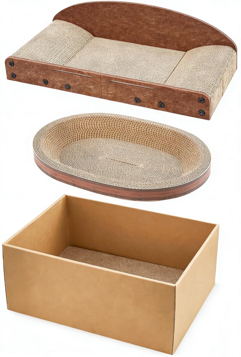 Kartonnen kattenkrabset, krabplank voor katten, duurzame golfkartonnen krabplank, slaap- en loungebox-speelgoed, meubelbescherming en krabpad