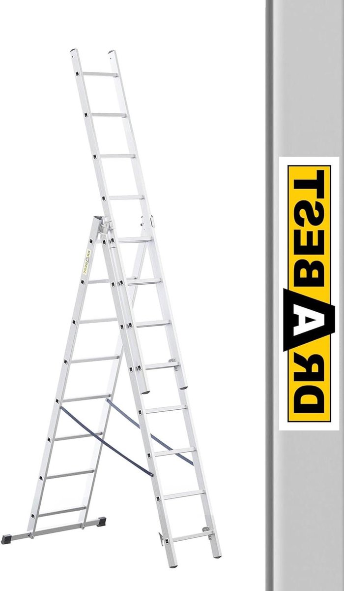 Aluminium Ladder - Stepladder Vouwladder - Klusjes Thuis - Verstelbaar & Veilig - Max. 4.02 M - Aluminium