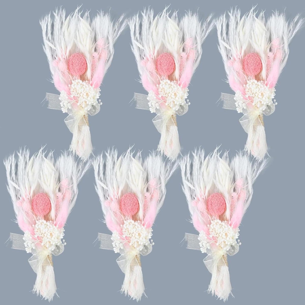 Mini Boeket Gedroogde Bloemen - Natuurlijke Bloemen Decoratie - Huis en Tuin Decoratie - Natuurlijke Craspedia - 6 Stuks - Natuurlijk