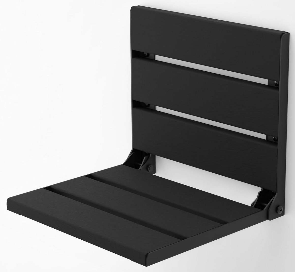 Douchestoel Muurbevestiging - Opklapbare Zit - Veilig Douchen - Handgemaakt Teakhout - 40x40cm - Zwart