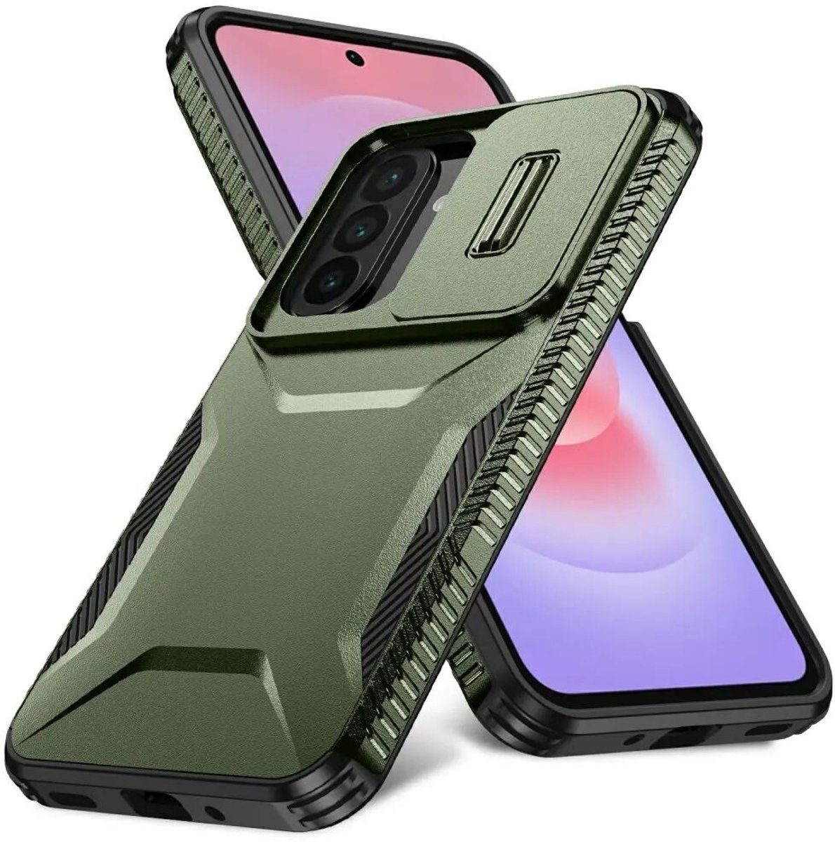 Hoesje Geschikt voor Samsung Galaxy A27 | Back Cover met Camera Slider | Schokbestendige Case | Camera Cover | Stevig | Groen