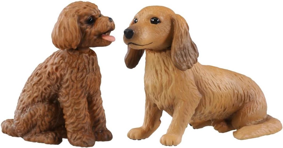 Miniatuur Honden - Speelgoed Huisdieren - Spelen en Verzamelen - Gedetailleerd Ontwerp - 38 g - Bruin