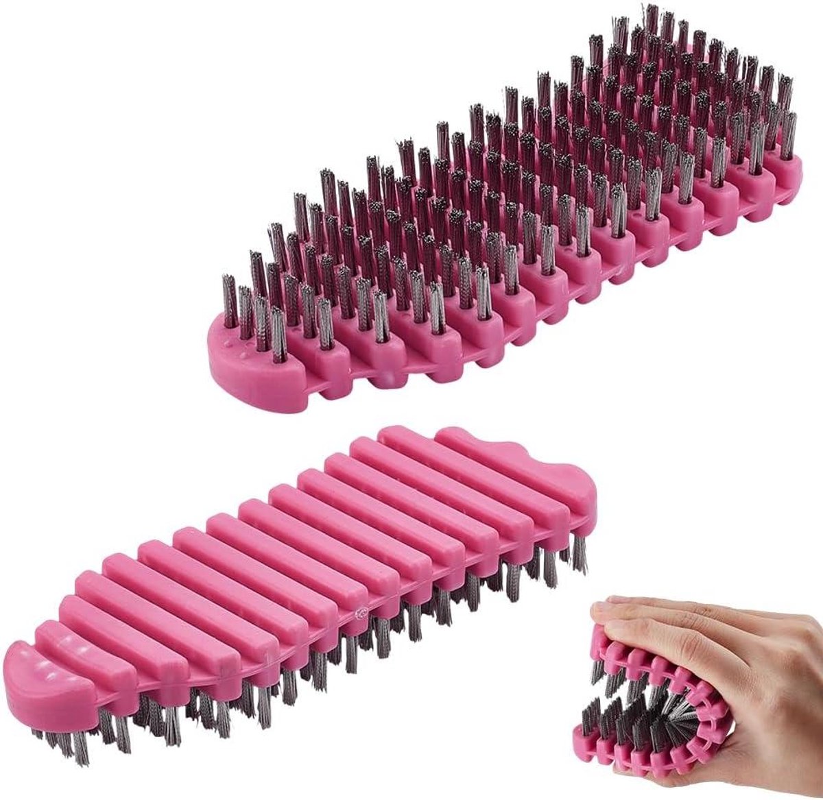 Fitness Borstel - Reinigingsborstel Sport - Materiaal Onderhoud - Flexibele Staalvezels - 2 Stuks - Roze