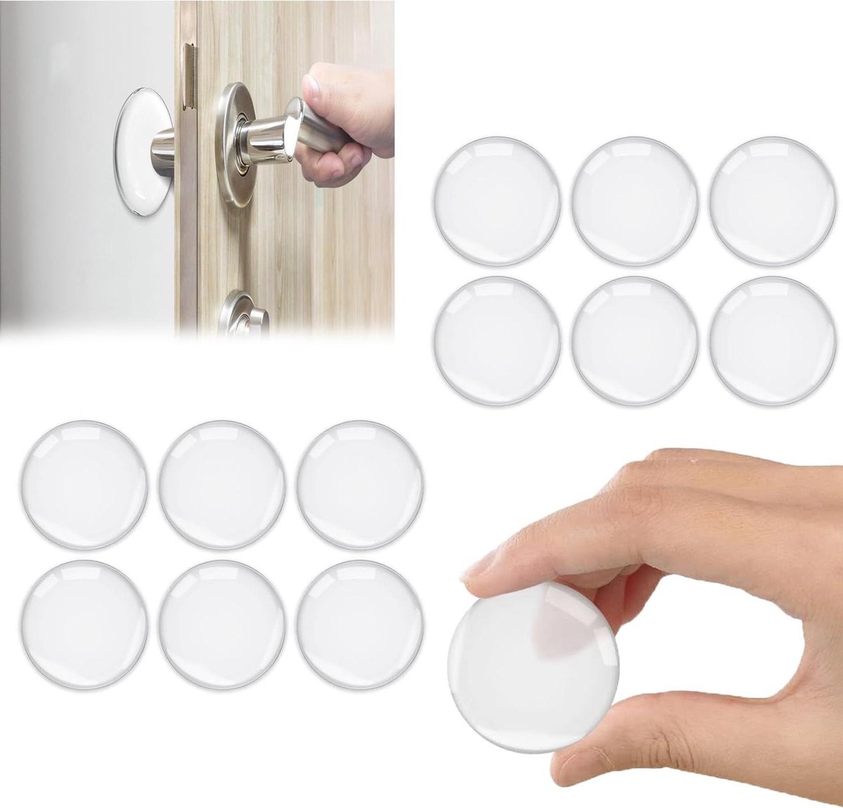 Deur Stopper - Muur Beschermer - Geluid Dempen - Zelfklevend - 12 Stuks - Transparant