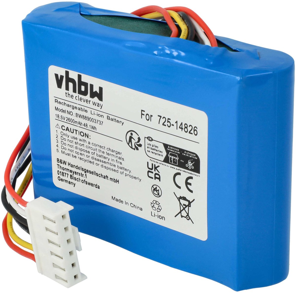 vhbw-vervangingsbatterij voor MTD 753-11203, 753-11204, 725-14826, 725-14827, 725-18426 voor robotmaaiers (2600 mAh 18,5 V Li-ion)