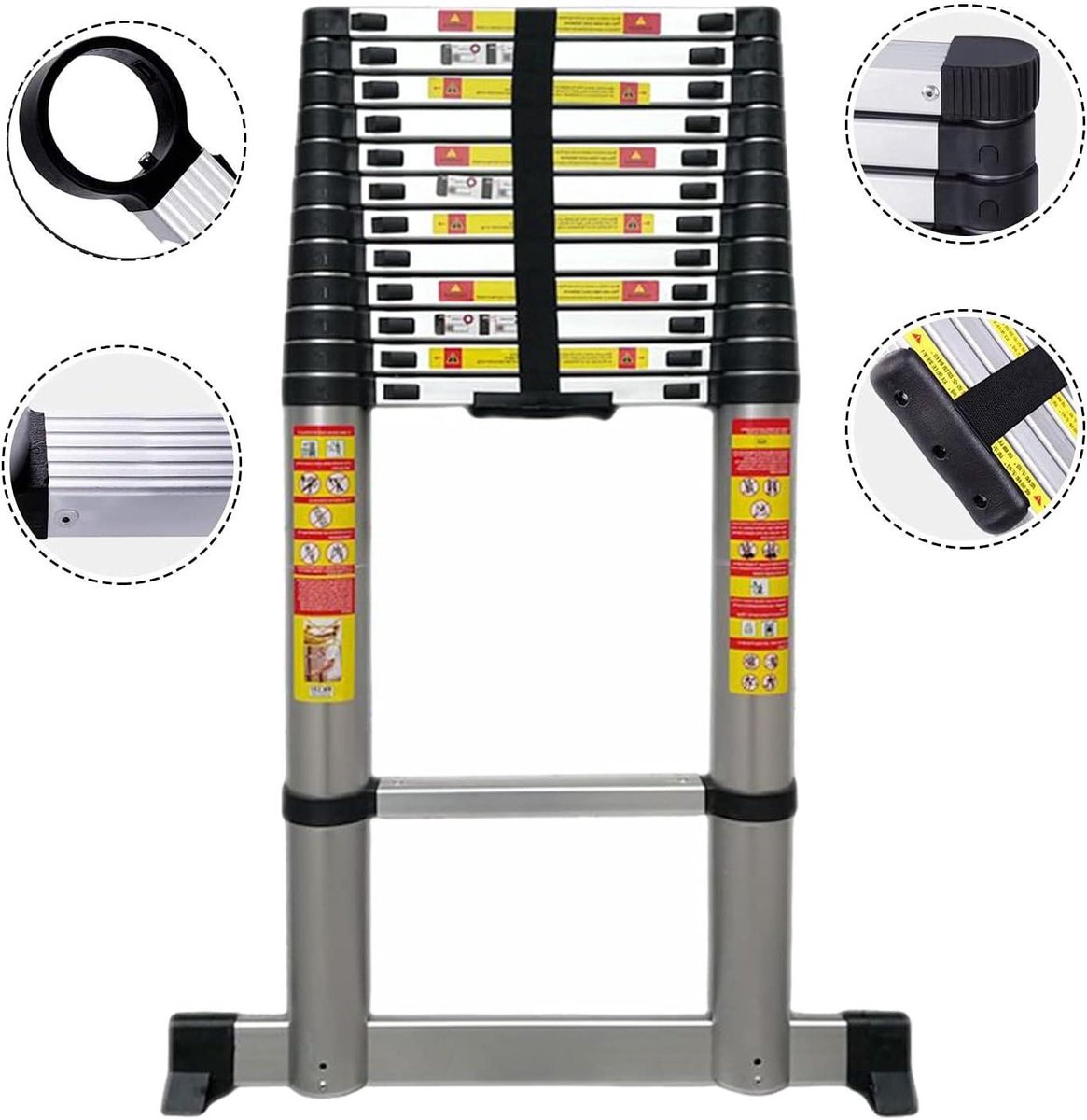 Telescopische Ladder - Uitschuifbare Ladder - Veilig Klussen - Aluminium Constructie - 440 cm - Aluminium