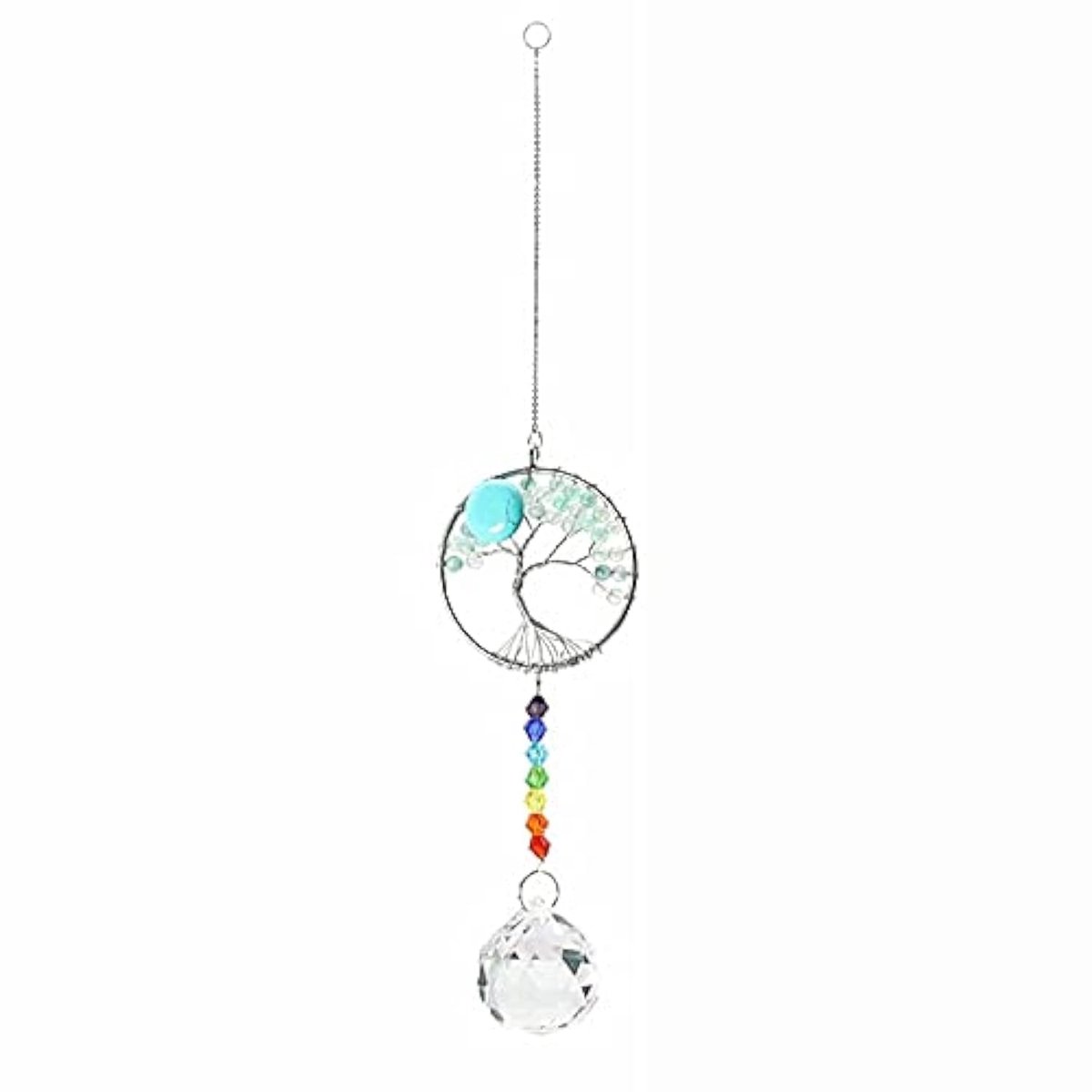 kristallen regenboog windgong hanger - levensboom kristal hanger regenboog voor raam, tuin, woondecoratie - blauw
