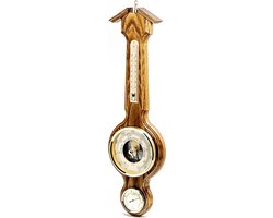 Weerstation met Barometer, Hygrometer en Thermometer in Rustiek Eiken Decoratie