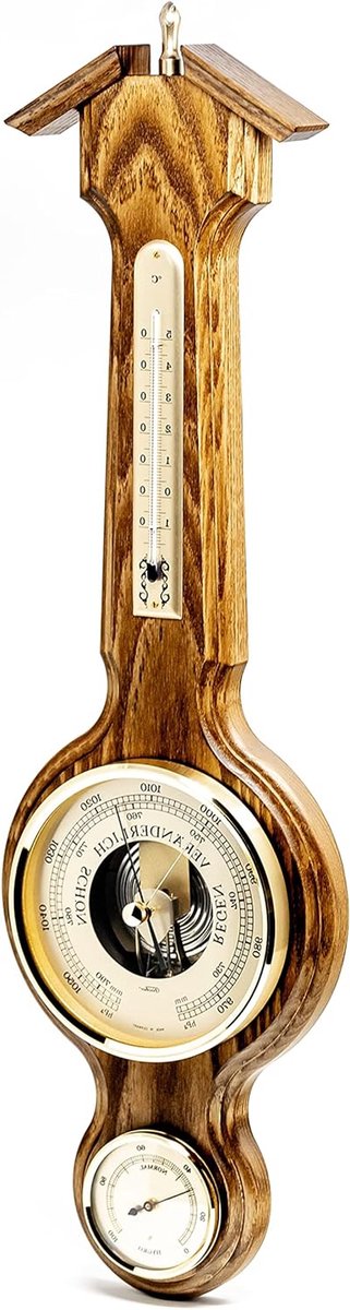 Weerstation met Barometer, Hygrometer en Thermometer in Rustiek Eiken Decoratie