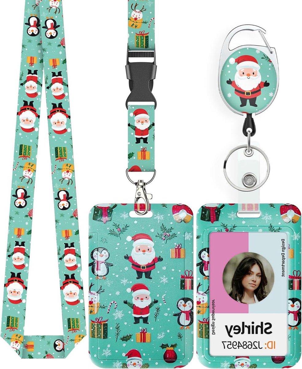ID-kaarthouder - Badge reel - Snelle Toegang - Intrekbaar Koord - Verticaal Formaat - Kerstthema