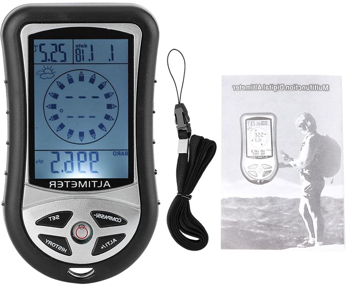 Digitale Hoogtemeter - Barometer Weerstation - Buiten Avonturen - Multifunctioneel Weerapparaat - 9.1 x 5 cm - Zwart