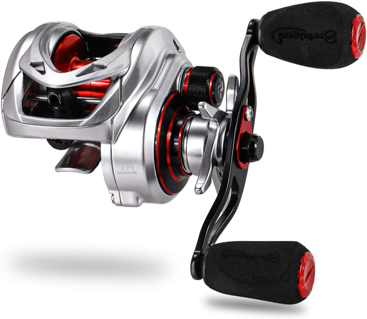 Baitcasting Visrol - Vismolen Werphengel - Vissen op grote vis - Lichtgewicht koolstofvezel - 18 lb remkracht - Zilver