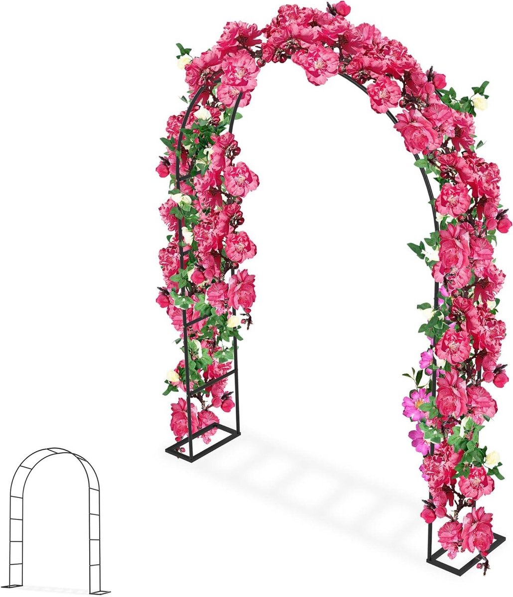 Rozenboog Metaal - Klimhulp Tuin - Planten Ondersteunen - Weerbestendig Poedercoating - 192 x 38 x 240 cm - Zwart