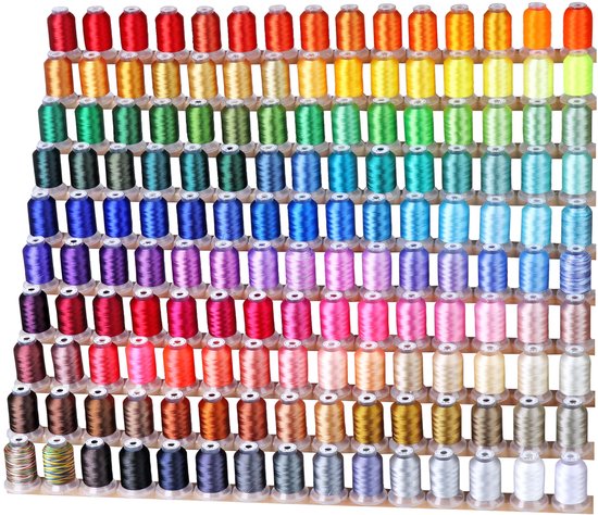 brothread Mega-set 150 kleuren Compatibel met Brother & Janome Polyester Machine Borduurgaren 40WT 500M - Geschikt voor Brother/Babylock/Janome/Singer/Pfaff/Husqvarna/Bernina machines