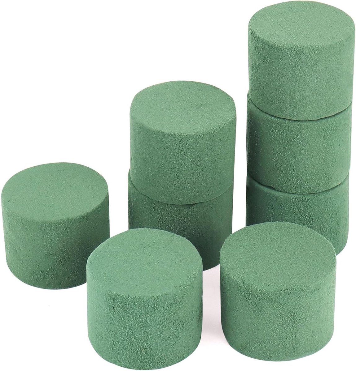 Steekschuimcilinders 8 stuks 8 x 6 cm - Groen voor Bruiloften en Feesten