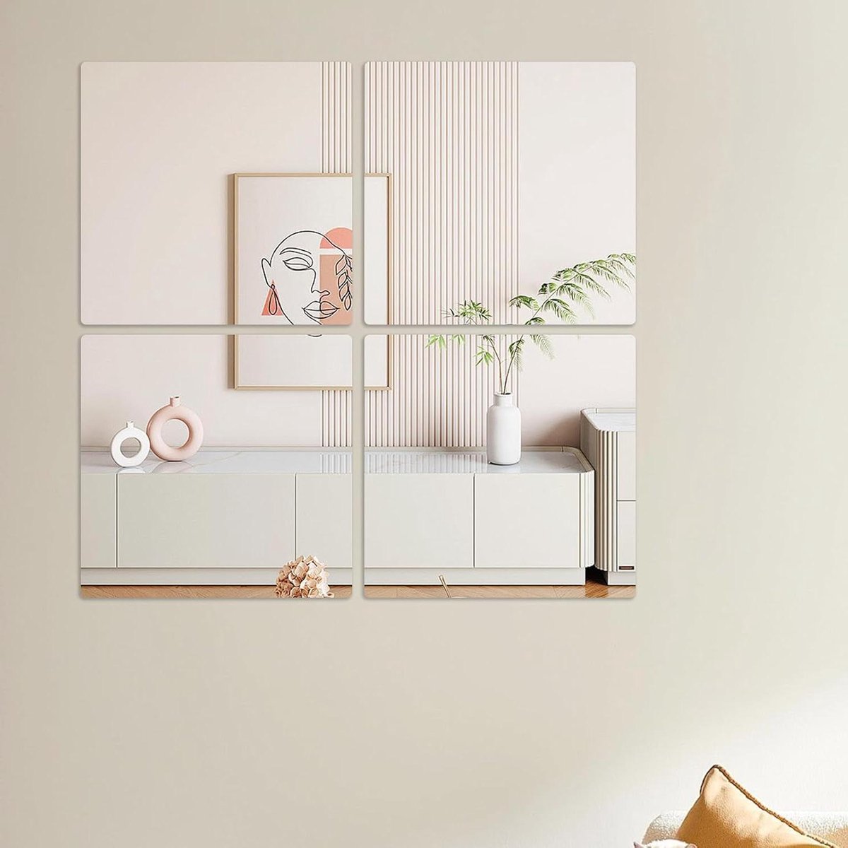 Spiegel Stickers - Zelfklevende Tegels - Decoratie Muren - Lichtgewicht Acryl - Pakket van 8