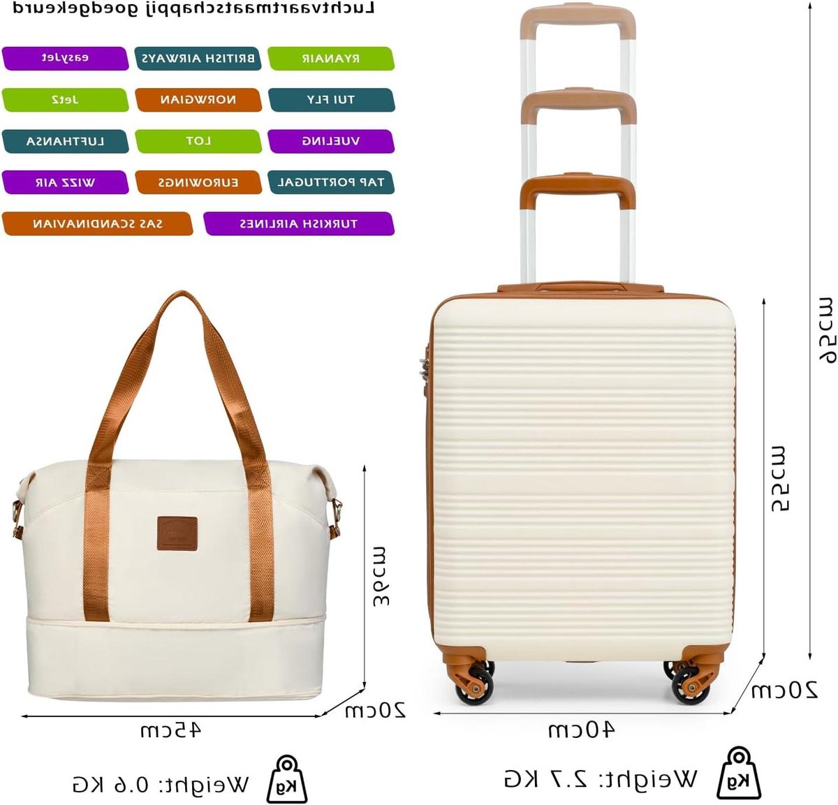 Handbagage Koffer - Reiskoffer Trolley - Stressvrij Reizen - TSA Goedgekeurd Slot - 55x40x20 cm - Donkergroen
