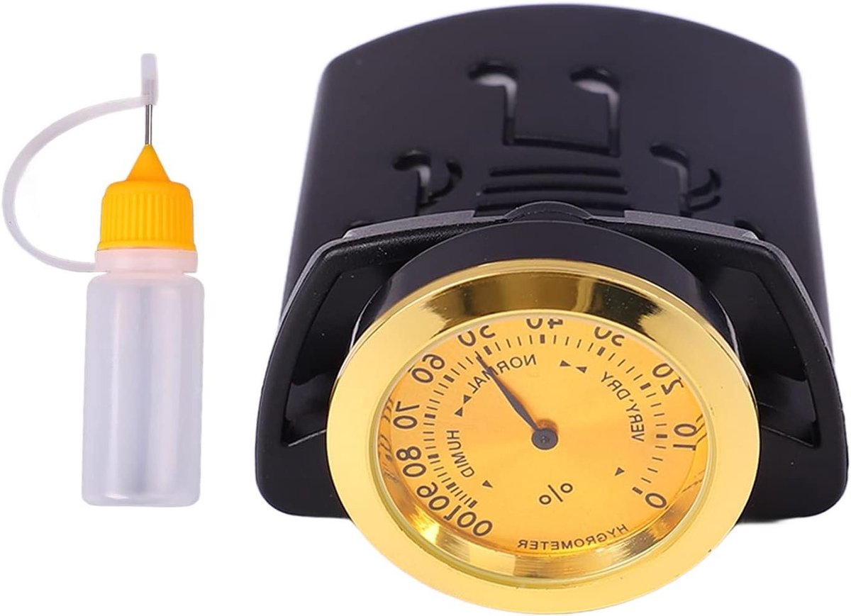 Gitaar Luchtbevochtiger - Hygrometer Set - Gitaar Onderhoud - 2-in-1 Ontwerp - Compact Formaat - Zwart