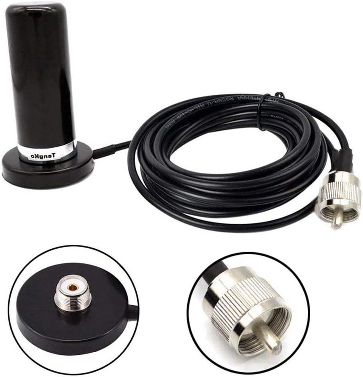 Dual Band Antenne - Mobiele Radio Antenne - Communicatie Verbeteren - Magnetische Basis - 5 Meter Kabel - Zwart