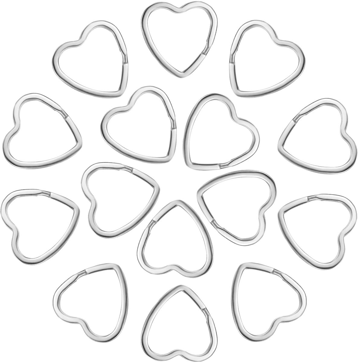 15 stuks hartvormige sleutelhanger creatieve platte sleutelhanger metalen split sleutelhangers zilver kleine open springringen 31 mm hartvormige sleutelhouder kettingen ringen voor thuis auto