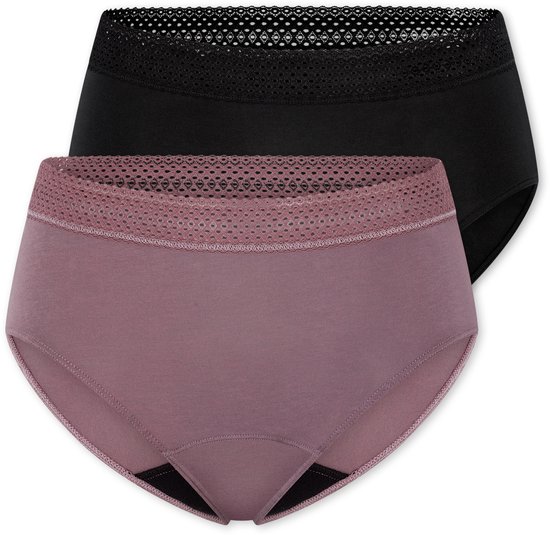 Schiesser 2PACK Culotte menstruelle rétro - Sous-vêtement femme Schiesser Care - noir/mauve