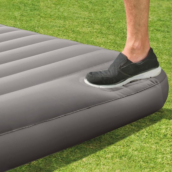 Luchtbed - Opblaasbaar Matras - Logeren Thuis - Zachte Velours Topping - 203 x 152 cm - Blauw — afbeelding 3