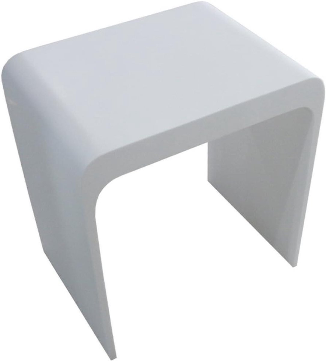 Badkamer Kruk - Douchestoel - Veilig Douchen - Massief Kunststeen - 43 cm Hoog - Wit Mat