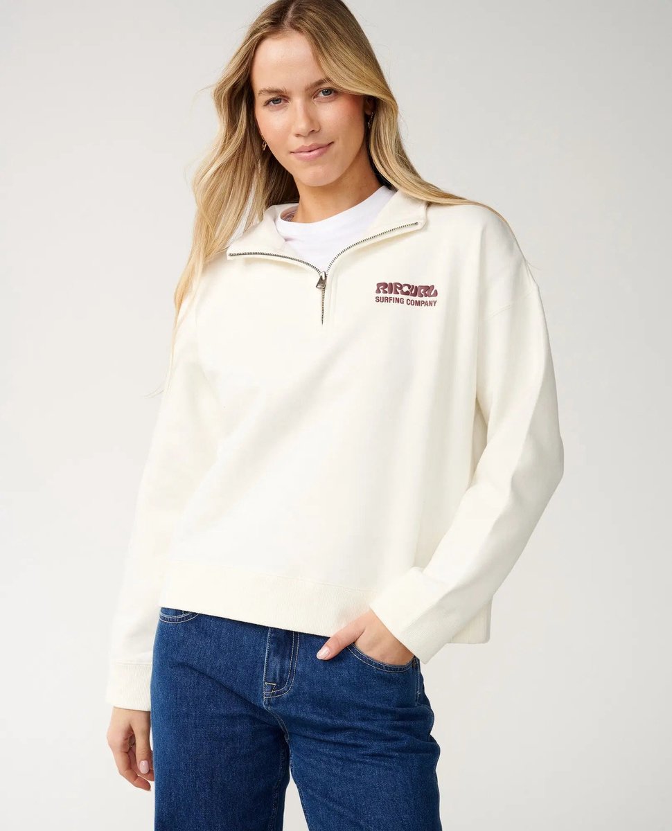 Rip Curl Surf Puff 1/4 Zip Bone Wit