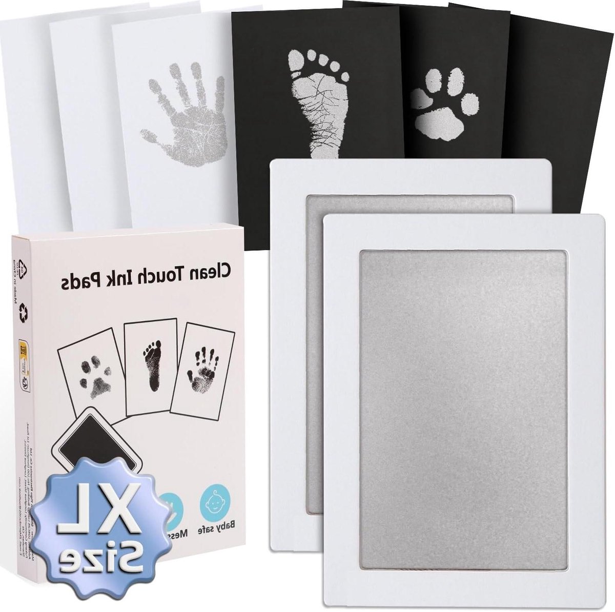 Baby Handafdruk Set - Voetafdruk Baby Aandenken - Baby Herinneringen Maken - Clean Touch Stempelkussen - 10 x 15 cm