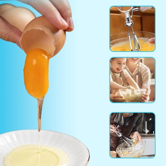 Handmixer met Slagroomgarde - Rotary Klopper - Beslag Mixen - Dubbele Kop - 31 cm - Zilverkleurig — afbeelding 3
