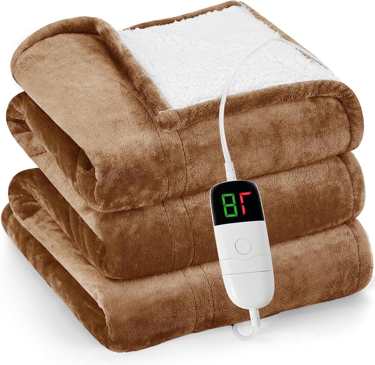Elektrische Deken - Verwarmde Plaid - Warm Blijven - 10 Warmtestanden - 127x152 cm - Bruin