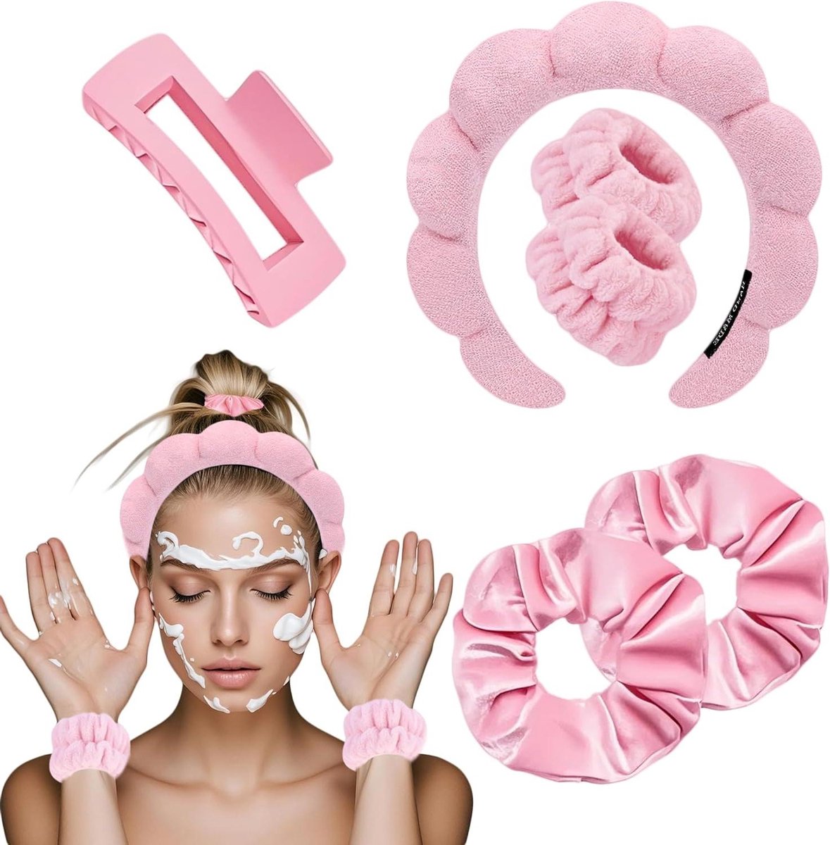 Spa Hoofdband Set - Gezichtsreiniging Set - Huidverzorging Thuis - Zachte Spons Constructie - 17 x 17 x 4.5 cm