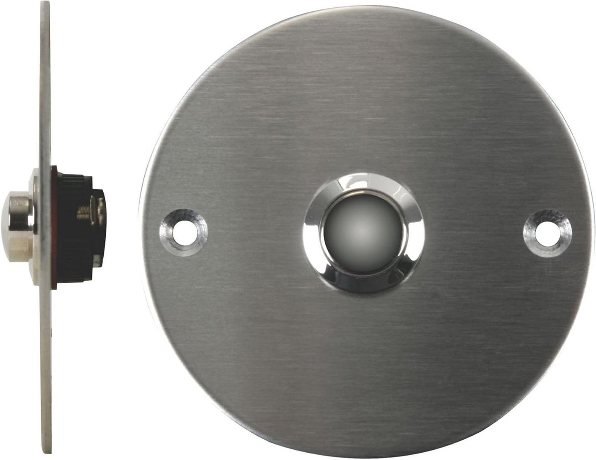 Deurbel Rond - Drukknop Bel - Bezoek Ontvangen - Roestvrij Staal - 75 mm Diameter - Zilver